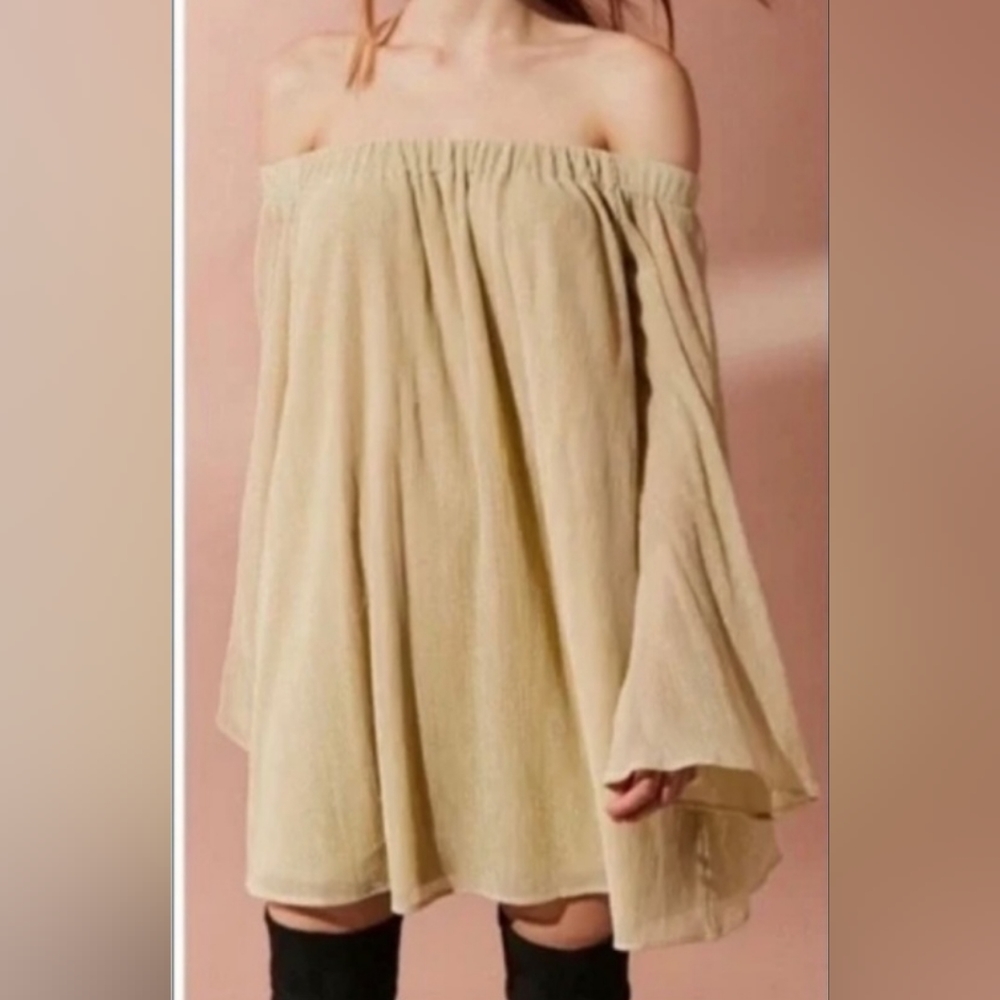 Urban Outfitter gold shimmer shift dress